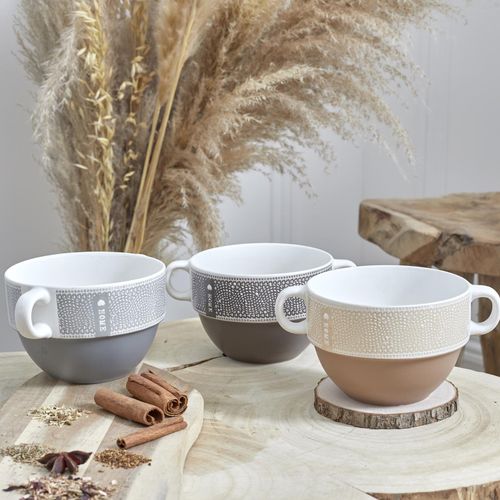 Lot De 2 Bols Avec Anses 50 Cl 100% Céramique Romane Terracotta