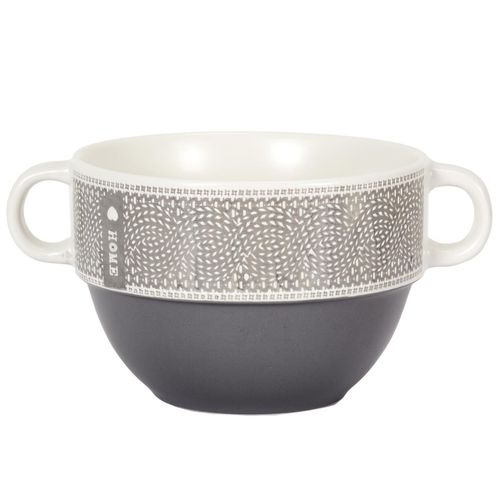 Lot De 2 Bols Avec Anses 50 Cl 100% Céramique Romane Gris Foncé