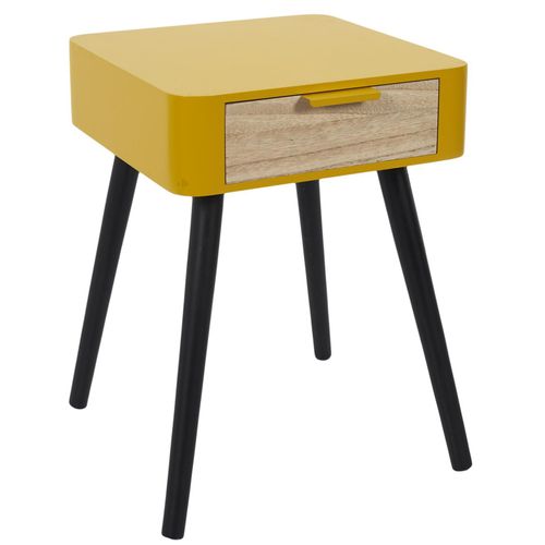Table De Chevet 1 Tiroir En Bois Collection Shirel Jaune Moutarde
