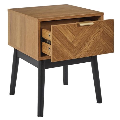 Table De Chevet 1 Tiroir En Bois Collection Lumina Marron Bois
