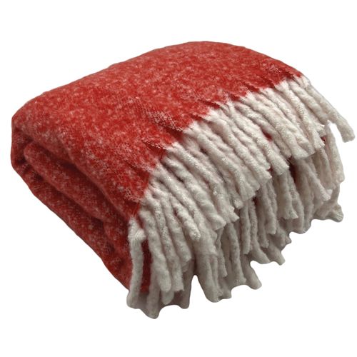 Plaid Aspect Mohair 100% Polyester Recyclé 70x180 Cm Hygge Rouge Vermillon