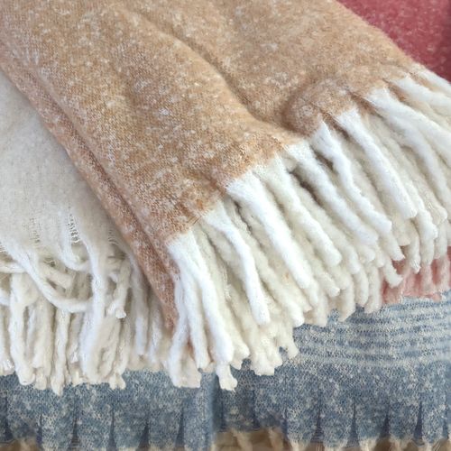 Plaid Aspect Mohair 100% Polyester Recyclé 130x180 Cm Hygge Blanc Neige