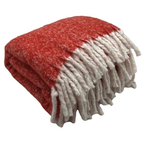 Plaid Aspect Mohair 100% Polyester Recyclé 130x180 Cm Hygge Rouge Vermillon