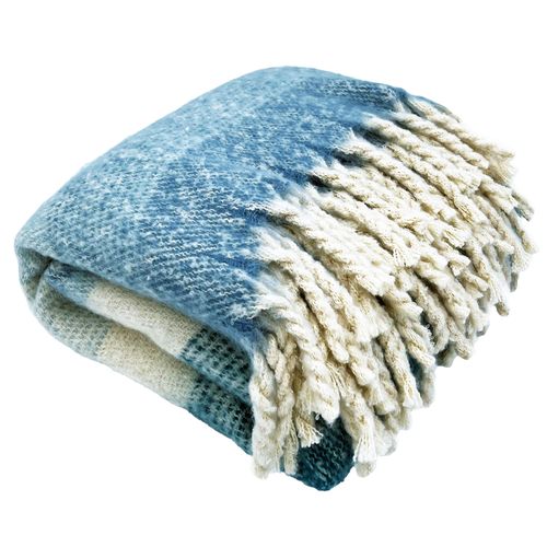 Plaid Aspect Mohair 100% Polyester Recyclé 130x180 Cm Hygge Rayé Bleu