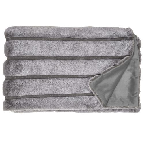 Plaid En Fausse Fourrure Collection Samuel 120x150 Cm à Rayures Gris