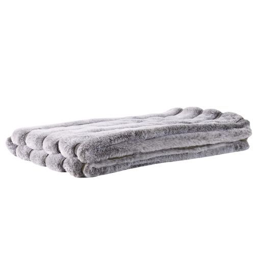 Plaid En Fausse Fourrure Collection Samuel 120x150 Cm à Rayures Gris