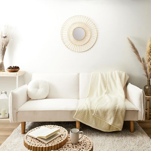 Plaid Torsadé Sherpa Collection Octave 120x150 Cm Beige Crème