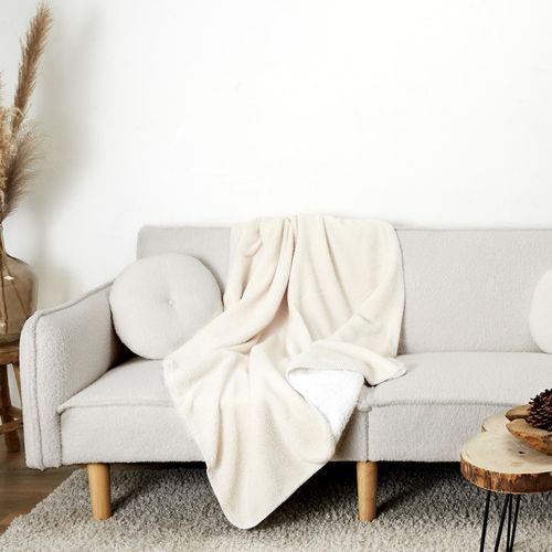 Plaid Boucle Sherpa Collection Fanny 120x150 Cm Beige Crème