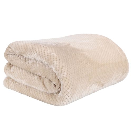 Plaid XXL Nid D'abeille Et Sherpa Collection Alexian 180x220 Cm Beige