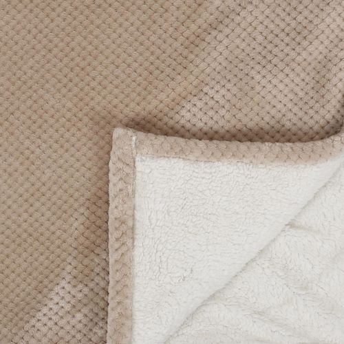 Plaid XXL Nid D'abeille Et Sherpa Collection Alexian 180x220 Cm Beige