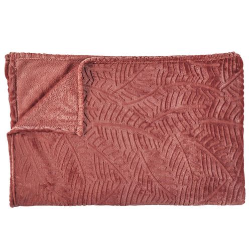 Plaid Flanelle Julia 150x200 Cm Motif Végétation Rouge Terracotta