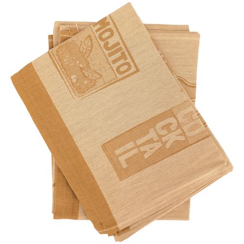 Lot De 2 Torchons De Cuisine Toile Drink 50x70 Cm Jaune Moutarde