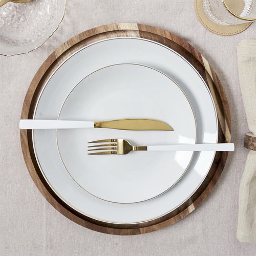 Ménagère En Acier Inoxydable 16 Couverts Eclat D'or Blanc Et Doré