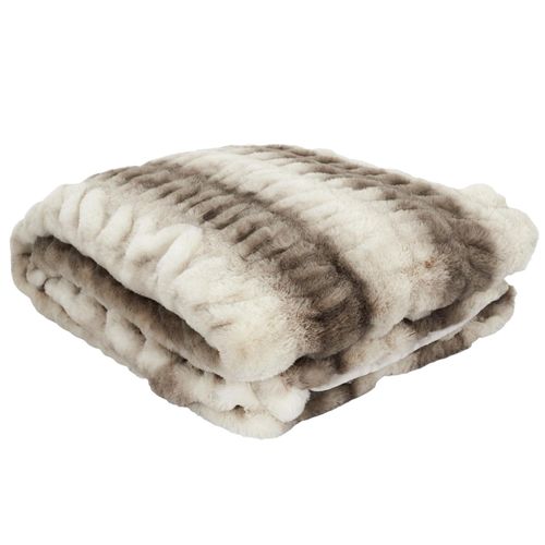 Plaid Fausse Fourrure Luxury 140x200 Cm Bicolore Blanc Et Marron