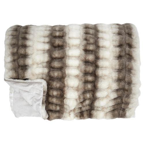 Plaid Fausse Fourrure Luxury 140x200 Cm Bicolore Blanc Et Marron