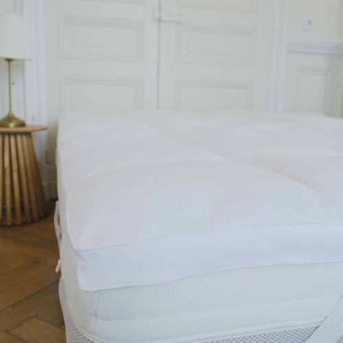 Surmatelas Élastiqué 200x200 Cm Microfibre Satin Toucher Peau De Pêche Symphonie