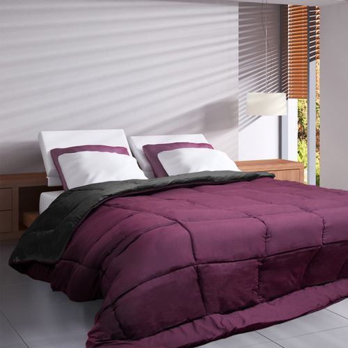 Couette Hiver 140x200 Cm Cocoon Bicolore Prune/gris Garnissage Fibre Polyester 400g/m2