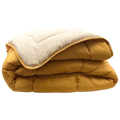 Couette Été 140x200 Cm Cocoon Bicolore Jaune Miel/galet Garnissage Fibre Polyester 200g/m2