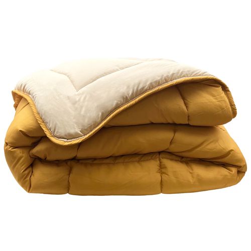 Couette Hiver 140x200 Cm Cocoon Bicolore Jaune Miel/galet Garnissage Fibre Polyester 400g/m2