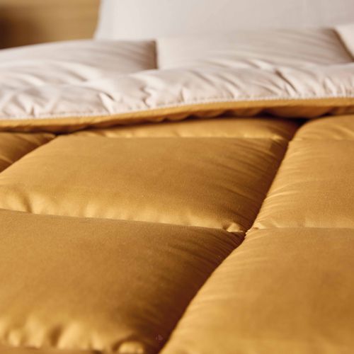 Couette Hiver 140x200 Cm Cocoon Bicolore Jaune Miel/galet Garnissage Fibre Polyester 400g/m2