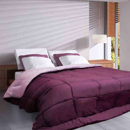 Couette Hiver 260x240 Cm Cocoon Bicolore Prune/parme Garnissage Fibre Polyester 400g/m2