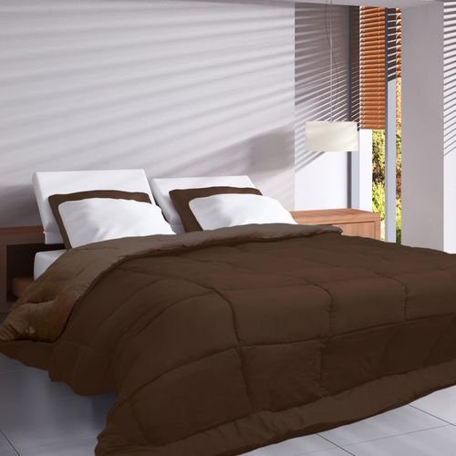 Couette Hiver 260x240 Cm Cocoon Bicolore Chocolat/moka Garnissage Fibre Polyester 400g/m2