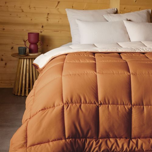 Couette Hiver 240x220 Cm Cocoon Bicolore Marron Ocre/galet Garnissage Fibre Polyester 400g/m2