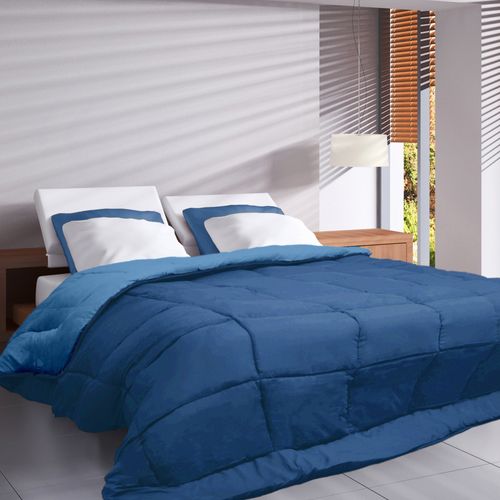 Couette Hiver 240x220 Cm Cocoon Bicolore Bleu Gitane/azur Garnissage Fibre Polyester 400g/m2