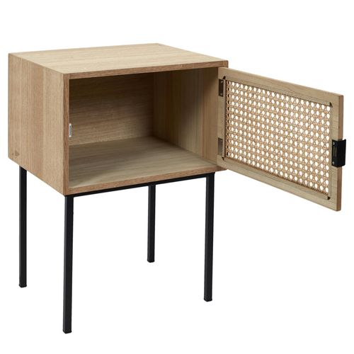 Table De Chevet 1 Tiroir En Bois Collection Cannage Coloris Marron