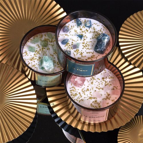 Bougie Parfumée Avec Pierres 18h L'apothicaire à La Cire De Paraffine Senteur Amande