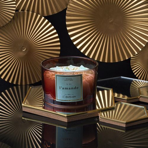 Bougie Parfumée Avec Pierres 18h L'apothicaire à La Cire De Paraffine Senteur Amande