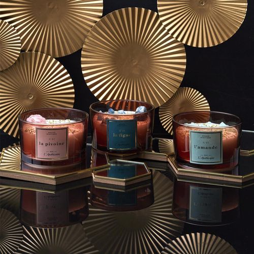 Bougie Parfumée Avec Pierres 18h L'apothicaire à La Cire De Paraffine Senteur Figue