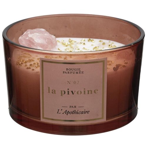 Bougie Parfumée Avec Pierres 18h L'apothicaire à La Cire De Paraffine Senteur Pivoine