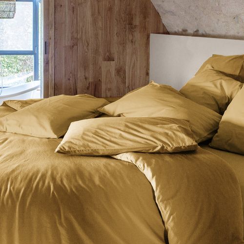 Housse De Couette Palace Pur Coton Lavé 240x220 Cm Uni Marron Houblon