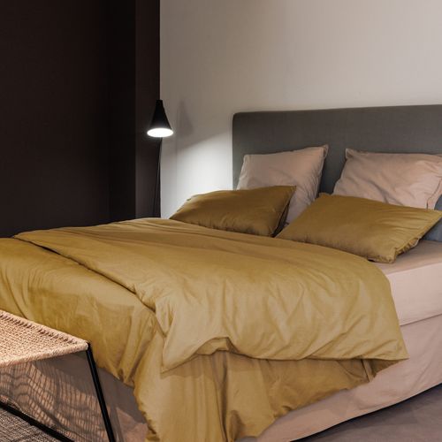 Drap Plat Palace Pur Coton Lavé 240x290 Cm Uni Marron Houblon