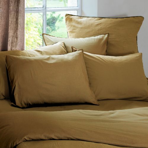 Drap Plat Palace Pur Coton Lavé 270x290 Cm Uni Marron Houblon