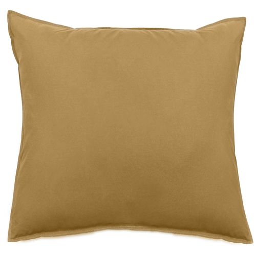 Taie D'oreiller Palace Pur Coton Lavé 65x65 Cm Uni Marron Houblon