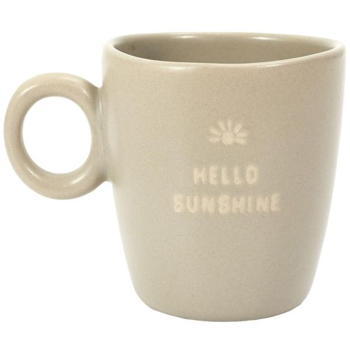 Mug En Grès Collection Minimalist 10 Cl Modèle "hello Sunshine" Beige