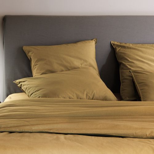 Drap Housse Palace Pur Coton Lavé 180x200 Cm Bonnet 35 Cm Uni Marron Houblon