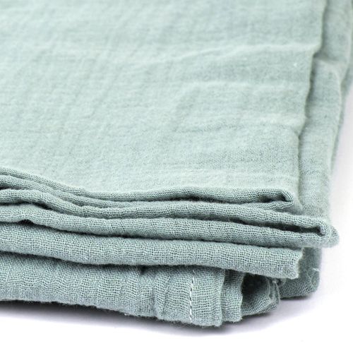 Plaid 120x150 Cm Collection Eclosion Gaze De Coton Vert Givré