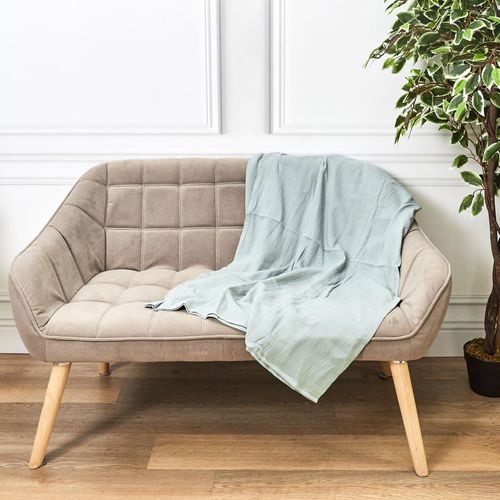 Plaid 120x150 Cm Collection Eclosion Gaze De Coton Vert Givré