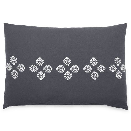 Housse De Coussin Pur Coton Teint Lavé 40x60 Cm Bandanas Noir Caviar