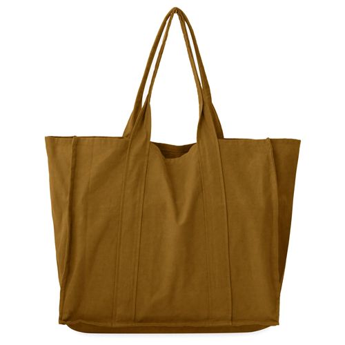 Sac De Plage En Lin Et Coton Lavé 42x34 Cm Atakama Marron Foin