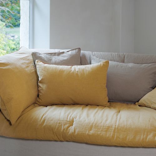 Housse De Coussin 55x80 Cm 50% Lin Et 50% Coton Collection Opera Deco Foin