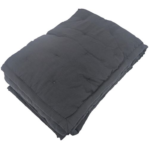 Couvre-lit 240x260 Cm Celeste Velours Piquage Points Brodés Noir Caviar