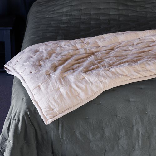 Couvre-lit 180x240 Cm Celeste Velours Piquage Points Brodés Noir Caviar