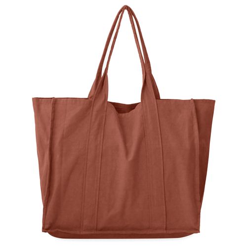 Sac De Plage En Lin Et Coton Lavé 42x34 Cm Atakama Marron Terre Cuite