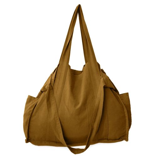 Maxi Sac De Plage En Lin Et Coton Lavé 50x40 Cm Atakama Marron Foin