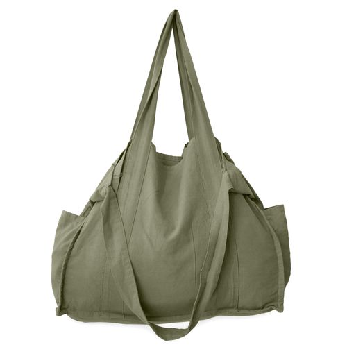 Maxi Sac De Plage En Lin Et Coton Lavé 50x40 Cm Atakama Vert Mousse