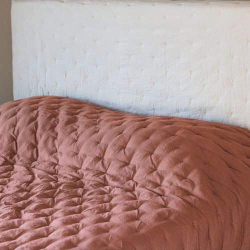 Plaid 150x200 Cm Celeste Microfibre Points Brodés Rose Pêche